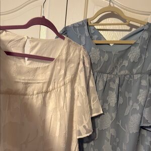 Elegant Floral Women Tops - White and Blue